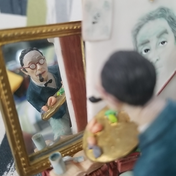 Norman Rockwell Triple Self-Portrait Figurine 1999 90's Grossman Creations - Picture 6 of 15